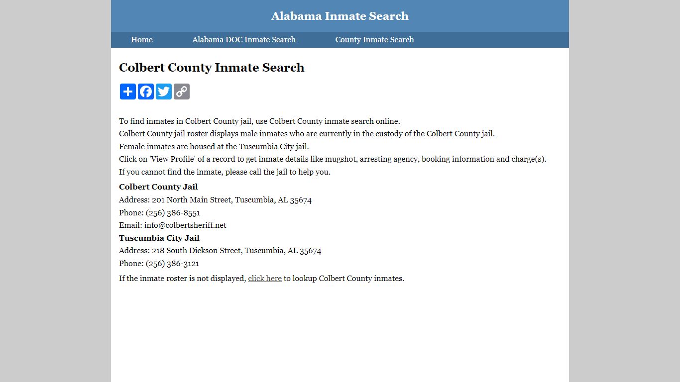 Colbert County Inmate Search